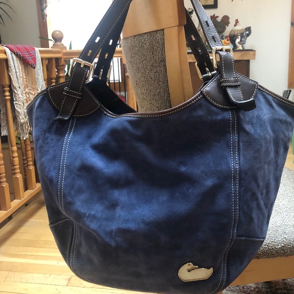 Dooney & Bourke Handbags - Dooney and Bourke Valerie Navy Suede Hobo Shoulder Bag